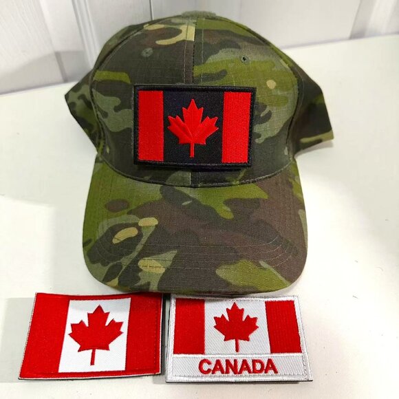 Baseball Cap CANADA Flag Hat with 1 Unique Embroidered Canada -Themed Patches - Picture 1 of 9
